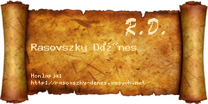 Rasovszky Dénes névjegykártya